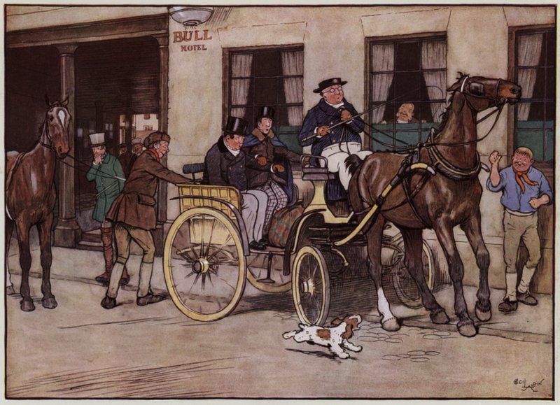 Ilustración para "Los papeles póstumos del Club Pickwick" de Cecil Aldin (litografía en color) de Cecil Charles Windsor Aldin