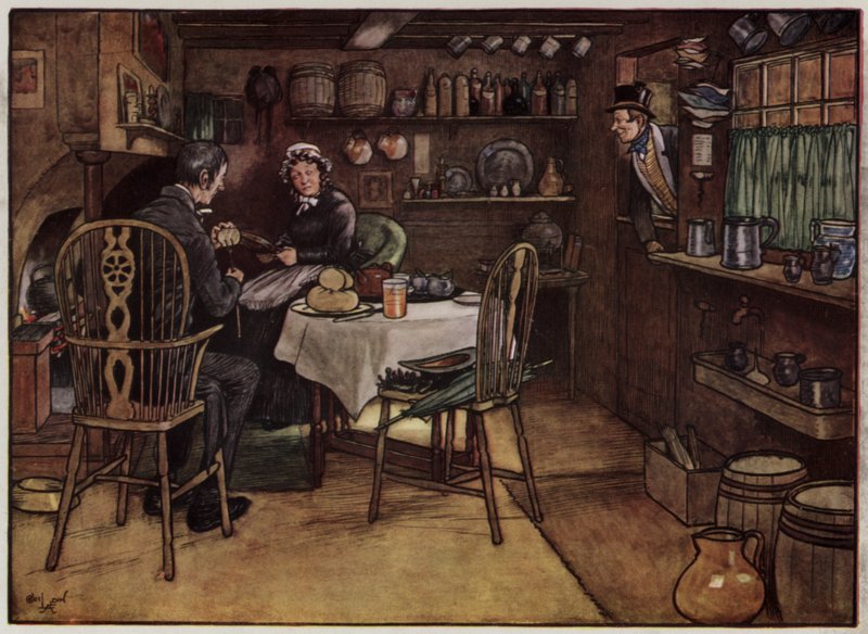 Ilustración para Los papeles póstumos del Club Pickwick de Cecil Aldin de Cecil Charles Windsor Aldin