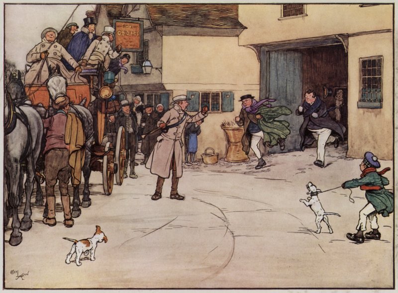 Ilustración para Los papeles póstumos del Club Pickwick de Cecil Aldin de Cecil Charles Windsor Aldin