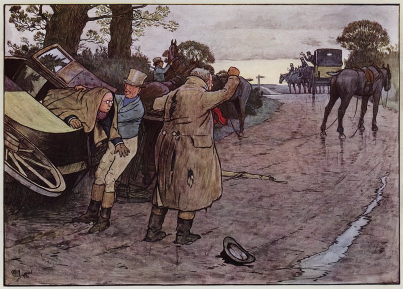Ilustración para Los papeles póstumos del Club Pickwick por Cecil Aldin de Cecil Charles Windsor Aldin