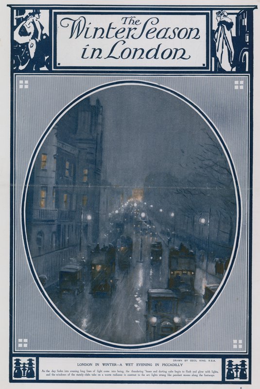 Londres en Invierno - una noche lluviosa en Piccadilly de Cecil King