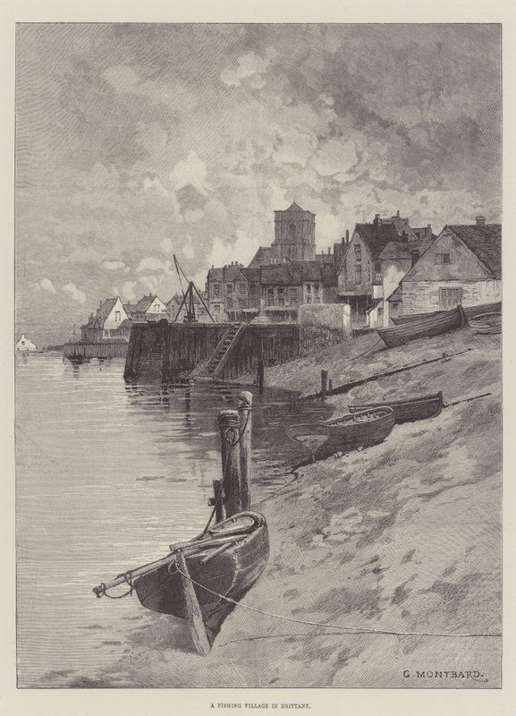Un pueblo pesquero en Bretaña de Charles Auguste Loye