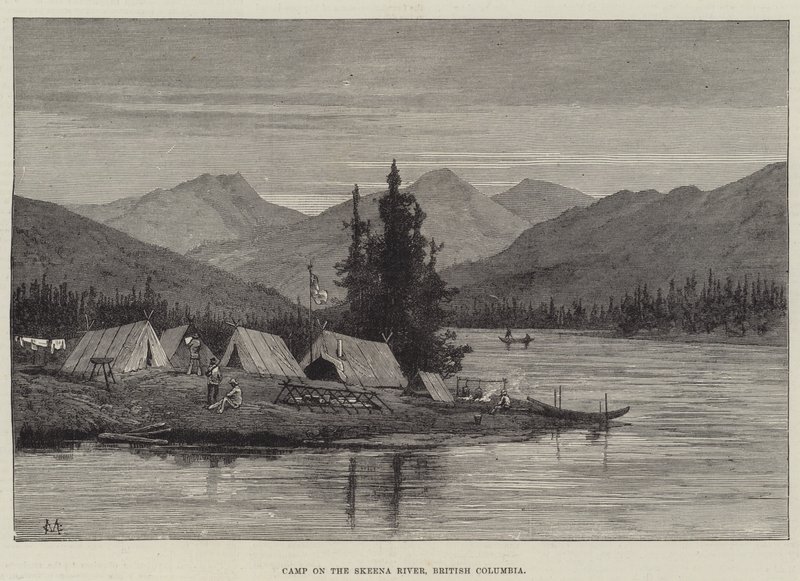 Campamento en el río Skeena, Columbia Británica de Charles Auguste Loye