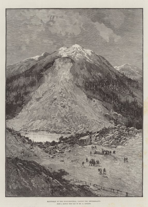 Deslizamiento de tierra en el Schachenthal, Cantón Uri, Suiza de Charles Auguste Loye