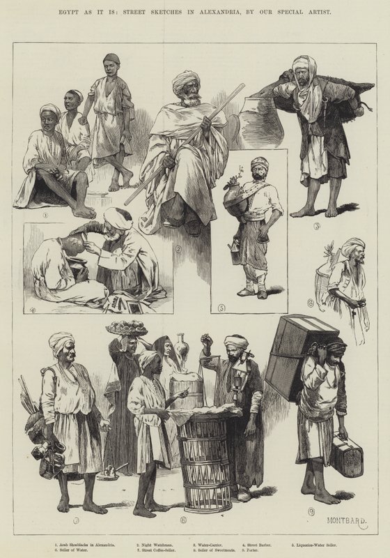 Egipto como es, bocetos callejeros en Alejandría de Charles Auguste Loye