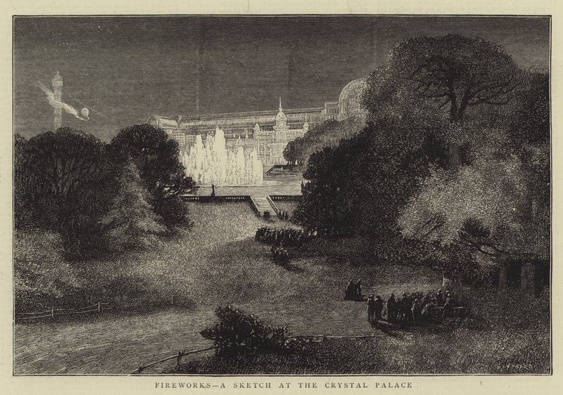 Fuegos artificiales, un boceto en el Crystal Palace de Charles Auguste Loye