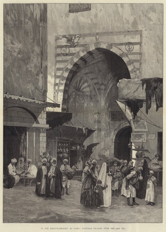 En el Khan el-Khalily en El Cairo, comerciantes egipcios del Mar Rojo de Charles Auguste Loye