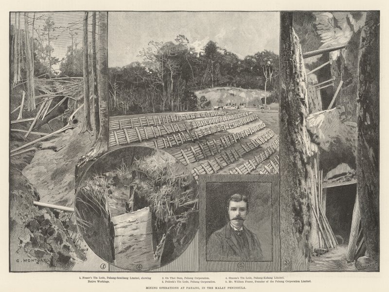 Operaciones mineras en Pahang, en la península malaya de Charles Auguste Loye