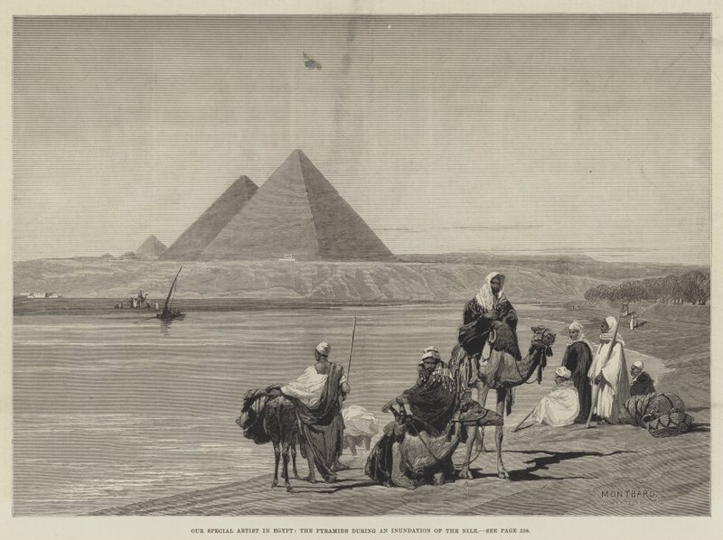Nuestro Artista Especial en Egipto, las Pirámides durante una Inundación del Nilo de Charles Auguste Loye