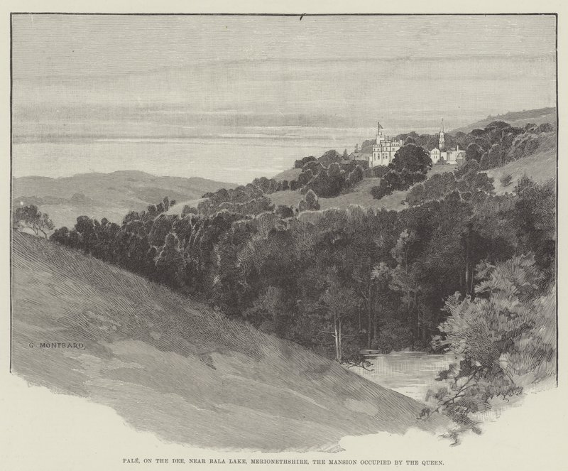 Pale, en el Dee, cerca del lago Bala, Merionethshire, la mansión ocupada por la Reina de Charles Auguste Loye