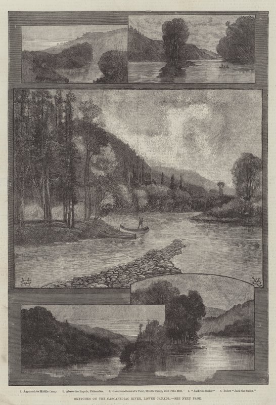 Bocetos en el río Cascapediac, Canadá Inferior de Charles Auguste Loye