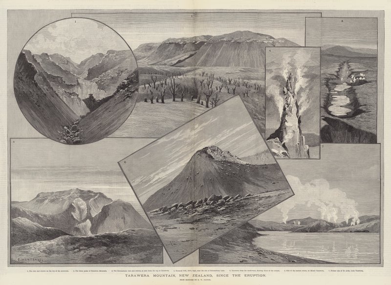 Montaña Tarawera, Nueva Zelanda, desde la Erupción de Charles Auguste Loye