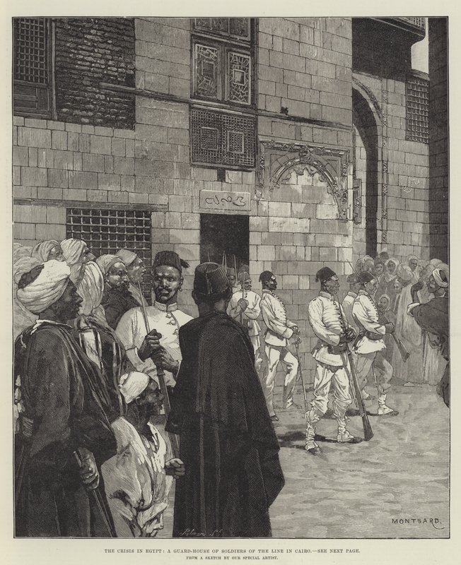 La crisis en Egipto, una casa de guardia de soldados de línea en El Cairo de Charles Auguste Loye