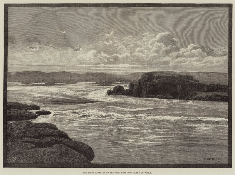 La Primera Catarata del Nilo, cerca de la Isla de Filae de Charles Auguste Loye