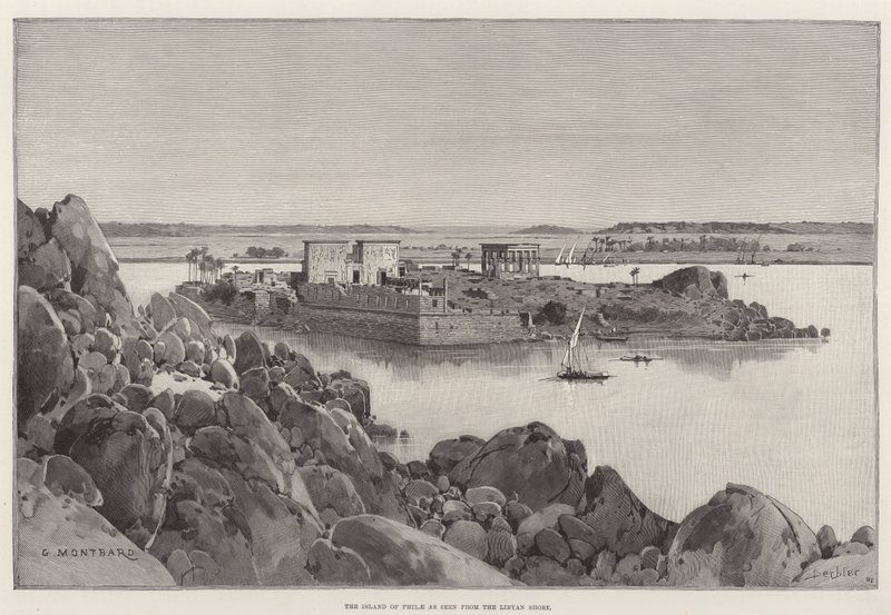 La isla de Filae vista desde la costa libia de Charles Auguste Loye