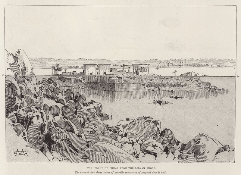 La Isla de Filae desde la Orilla Libia de Charles Auguste Loye