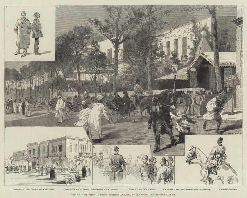 La crisis política en Egipto, bocetos en El Cairo de Charles Auguste Loye