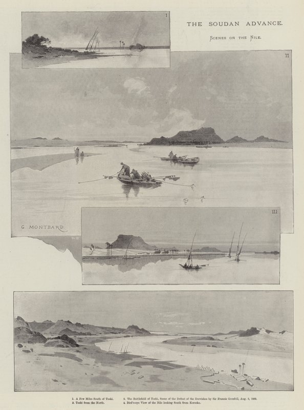 El avance en Sudán, escenas en el Nilo de Charles Auguste Loye