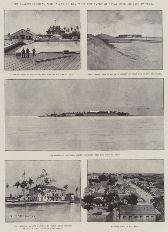 La guerra hispanoamericana, vistas de Key West, la base naval estadounidense más cercana a Cuba de Charles Auguste Loye