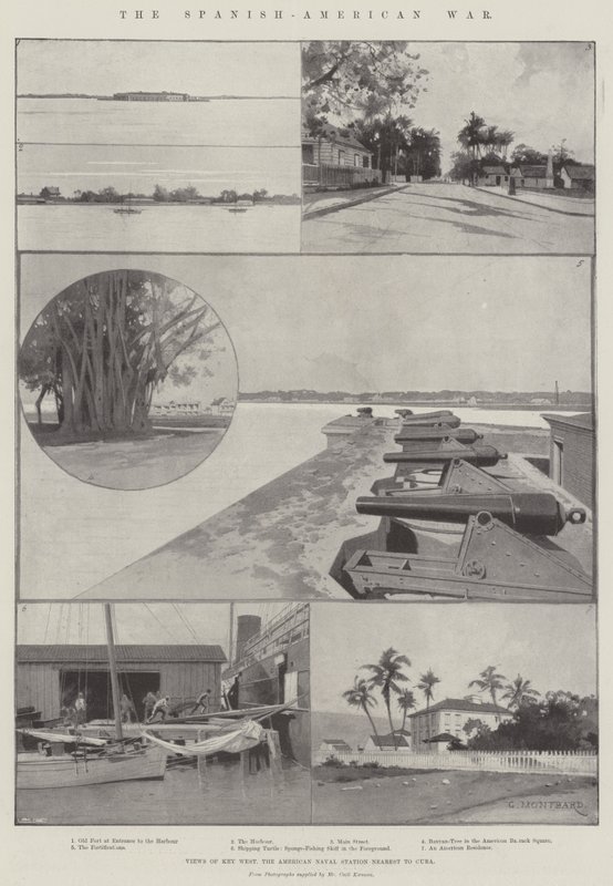 La guerra hispanoamericana, vistas de Key West, la estación naval estadounidense más cercana a Cuba de Charles Auguste Loye
