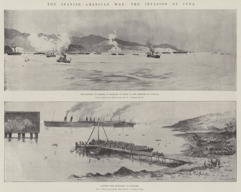 La guerra hispanoamericana, la invasión de Cuba de Charles Auguste Loye