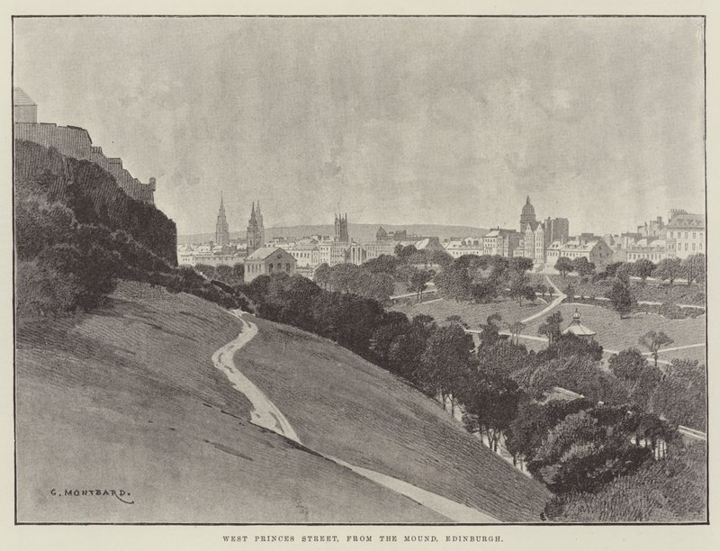 West Princes Street, desde el Mound, Edimburgo de Charles Auguste Loye