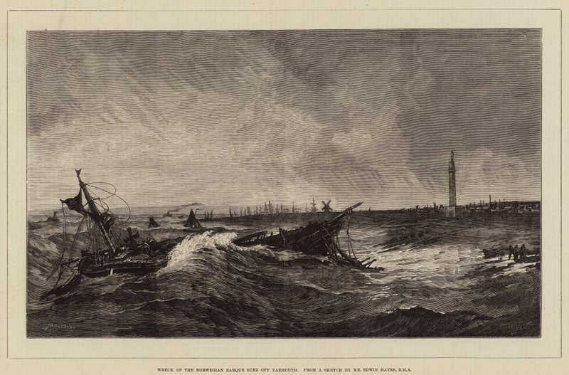 Naufragio del Barco Noruego Suez frente a Yarmouth de Charles Auguste Loye