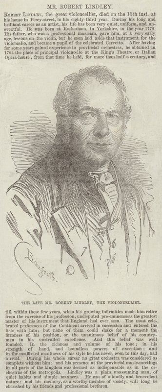 El difunto Sr. Robert Lindley, el violonchelista de Charles Baugniet