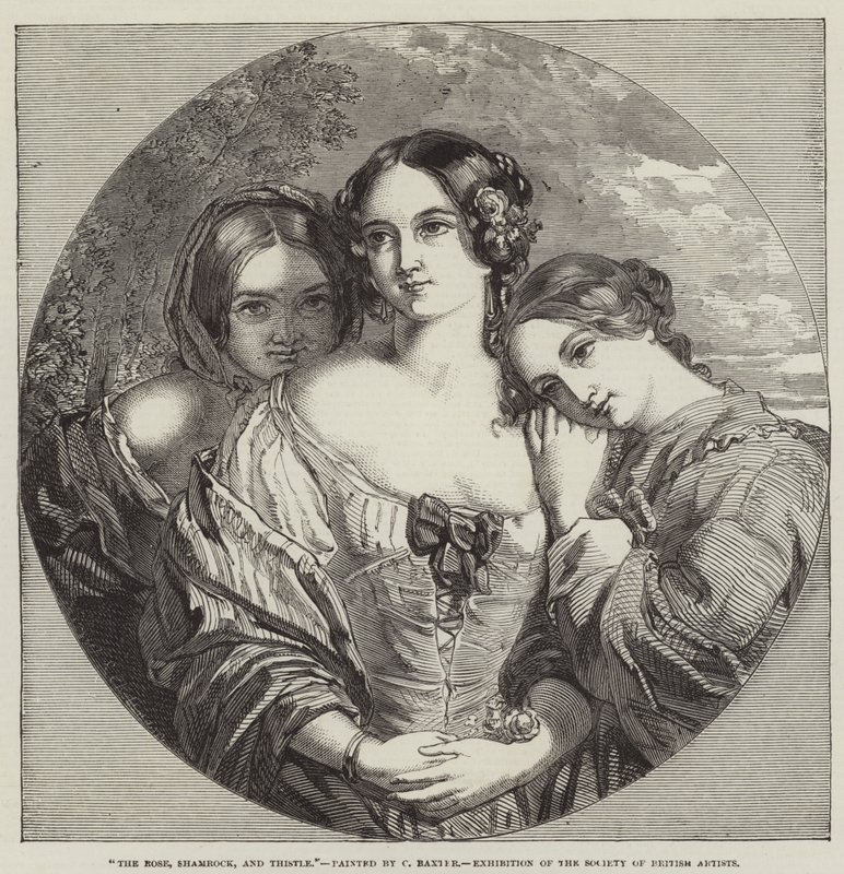 La rosa, el trébol y el cardo, exposición de la Sociedad de Artistas Británicos de Charles Baxter