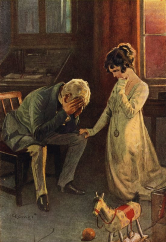 El viejo Sedley confiesa el verdadero estado de las cosas a Amelia de Charles Crombie