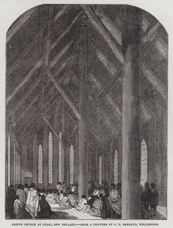 Iglesia nativa en Otaki, Nueva Zelanda de Charles Decimus Barraud