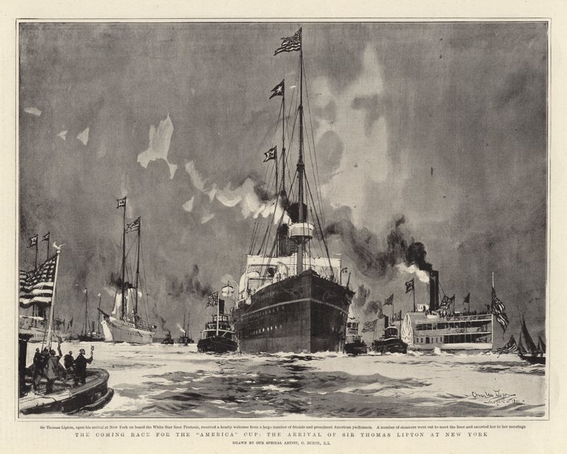 La próxima carrera por la Copa América, la llegada de Sir Thomas Lipton a Nueva York de Charles Edward Dixon