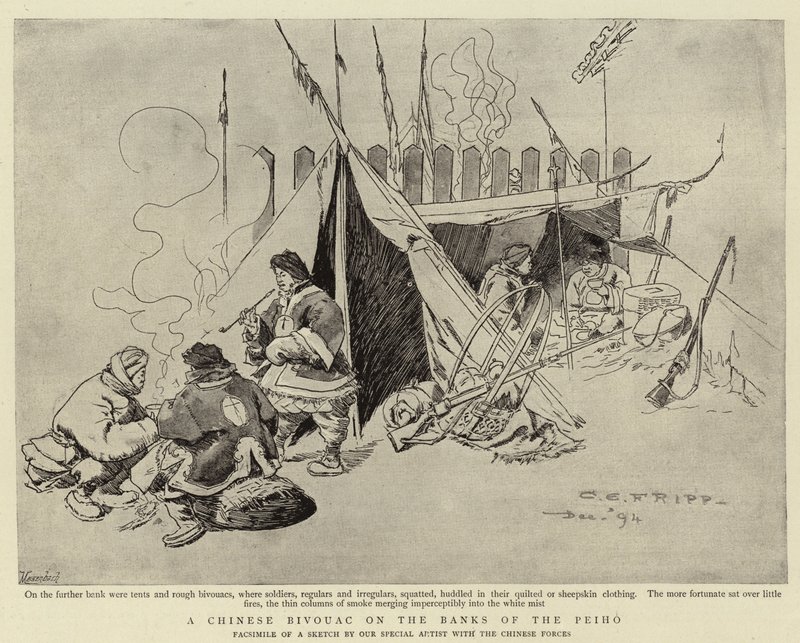 Un vivac chino en las orillas del Peiho de Charles Edwin Fripp
