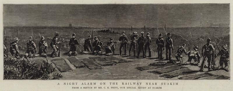 Una Alarma Nocturna en el Ferrocarril cerca de Suakim de Charles Edwin Fripp