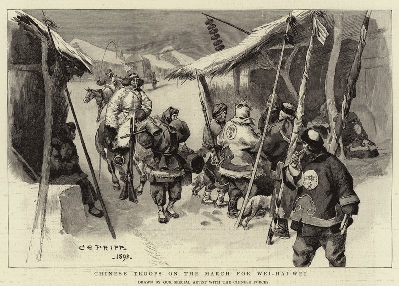 Tropas chinas en marcha hacia Wei-Hai-Wei de Charles Edwin Fripp
