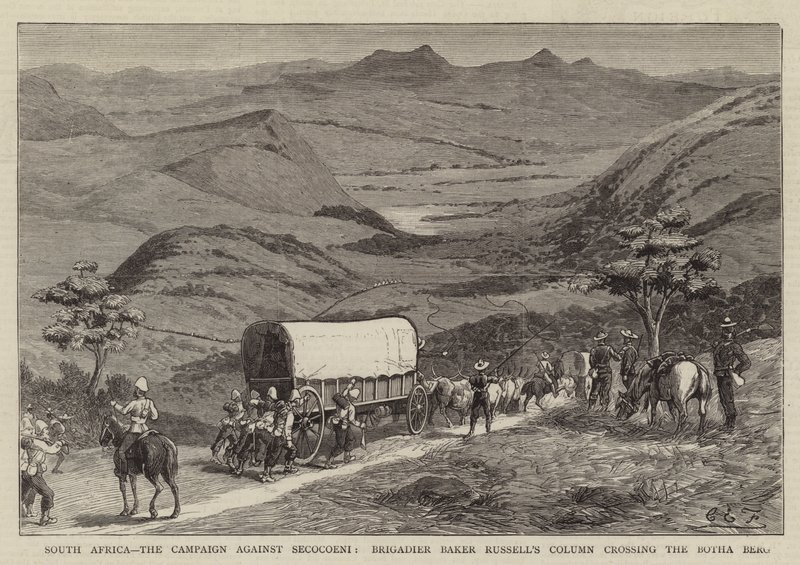 Sudáfrica, la Campaña contra Secocoeni, la Columna del Brigadier Baker Russell cruzando el Botha Berg de Charles Edwin Fripp