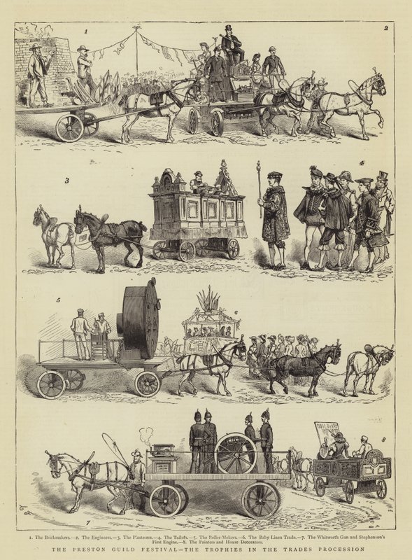 El Festival del Gremio de Preston, los Trofeos en la Procesión de los Oficios de Charles Edwin Fripp