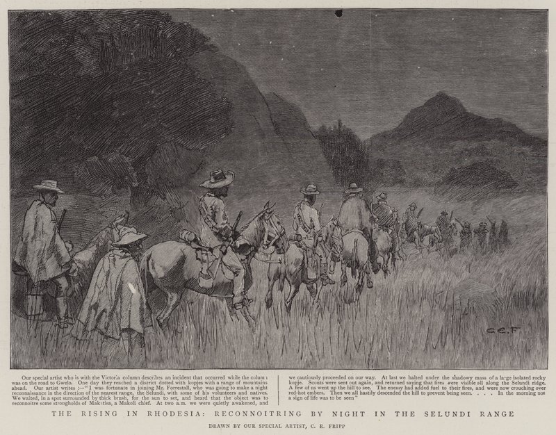 El Levantamiento en Rodesia, Reconocimiento Nocturno en la Cordillera de Selundi de Charles Edwin Fripp