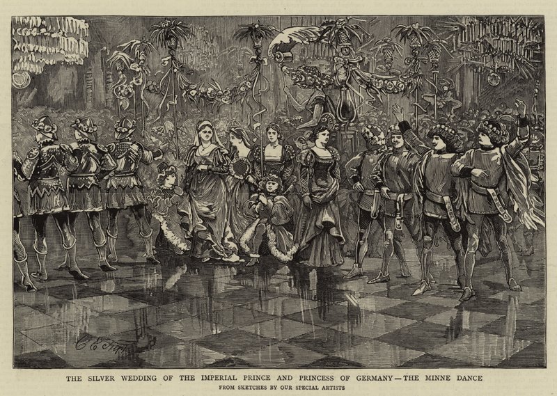 La boda de plata del Príncipe y la Princesa Imperial de Alemania, el baile Minne de Charles Edwin Fripp