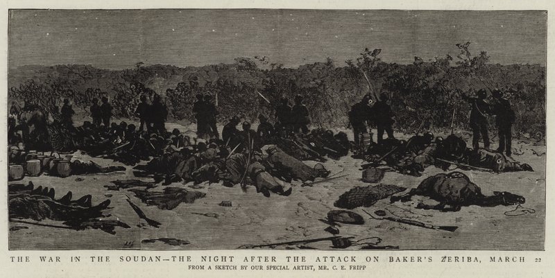 La guerra en Sudán, la noche después del ataque a la Zeriba de Baker, 22 de marzo de Charles Edwin Fripp