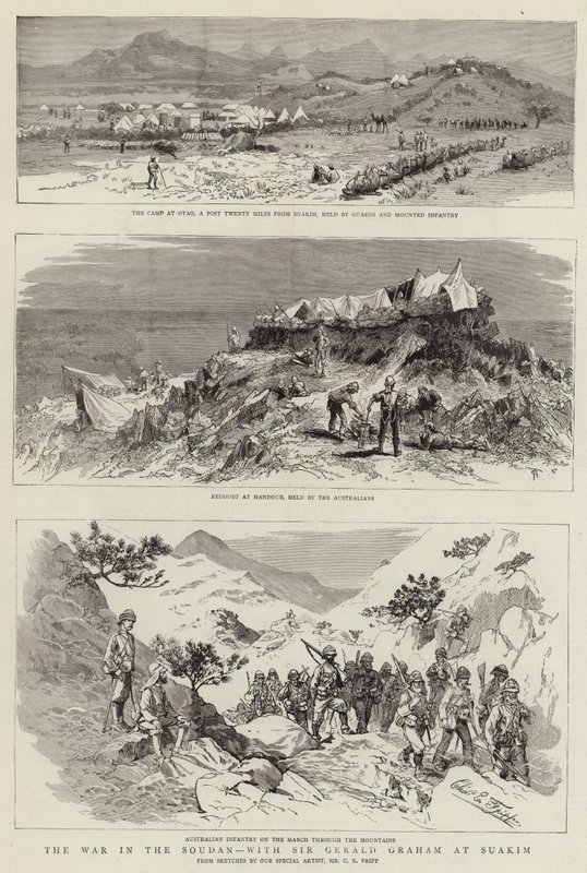 La Guerra en el Sudán, con Sir Gerald Graham en Suakim de Charles Edwin Fripp