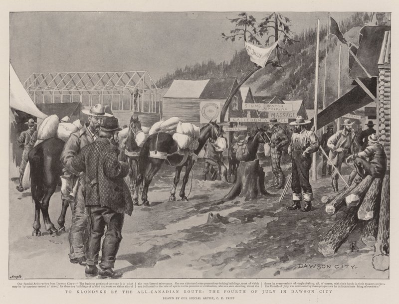 A Klondyke por la Ruta Toda Canadiense, el Cuatro de Julio en Dawson City de Charles Edwin Fripp