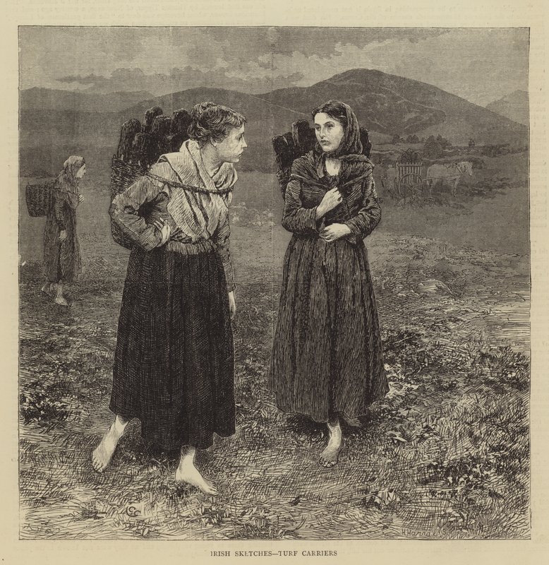 Bocetos irlandeses, portadores de turba de Charles Green