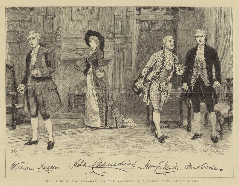 La Escuela del Escándalo en el Teatro Vaudeville, la Escena de la Pantalla de Charles Green