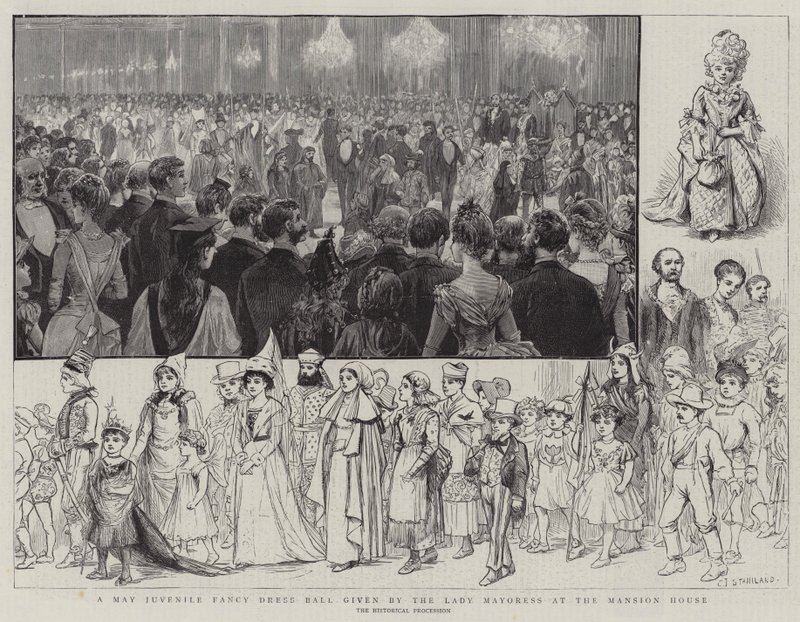 Baile de Disfraces Juvenil de Mayo ofrecido por la Dama Mayoress en la Mansion House de Charles J. Staniland
