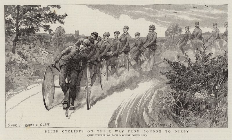 Ciclistas ciegos en su camino de Londres a Derby de Charles J. Staniland