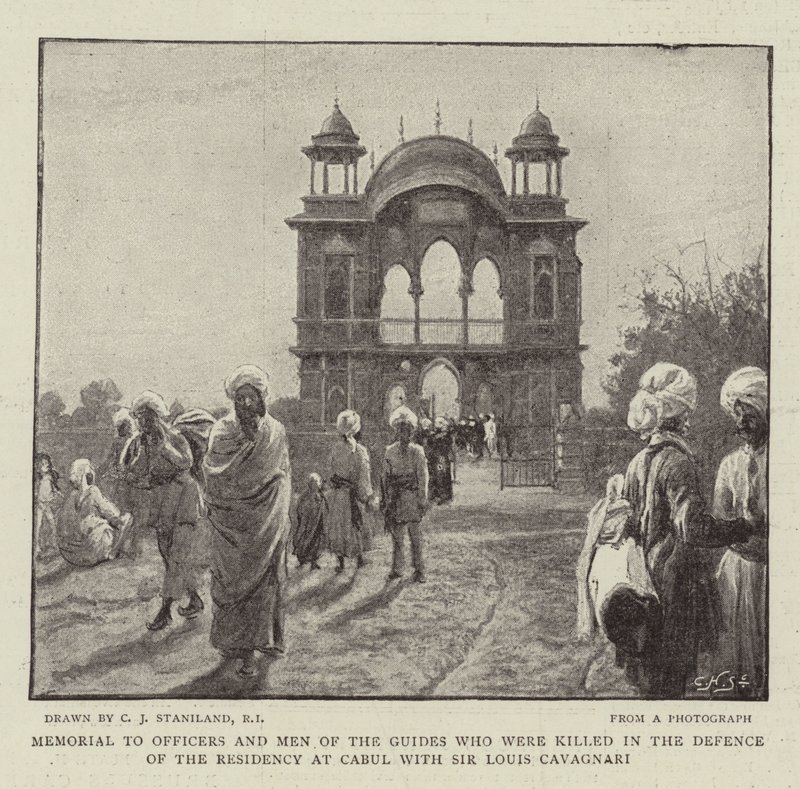 Memorial a los Oficiales y Hombres de los Guías que murieron en la Defensa de la Residencia en Kabul con Sir Louis Cavagnari de Charles J. Staniland