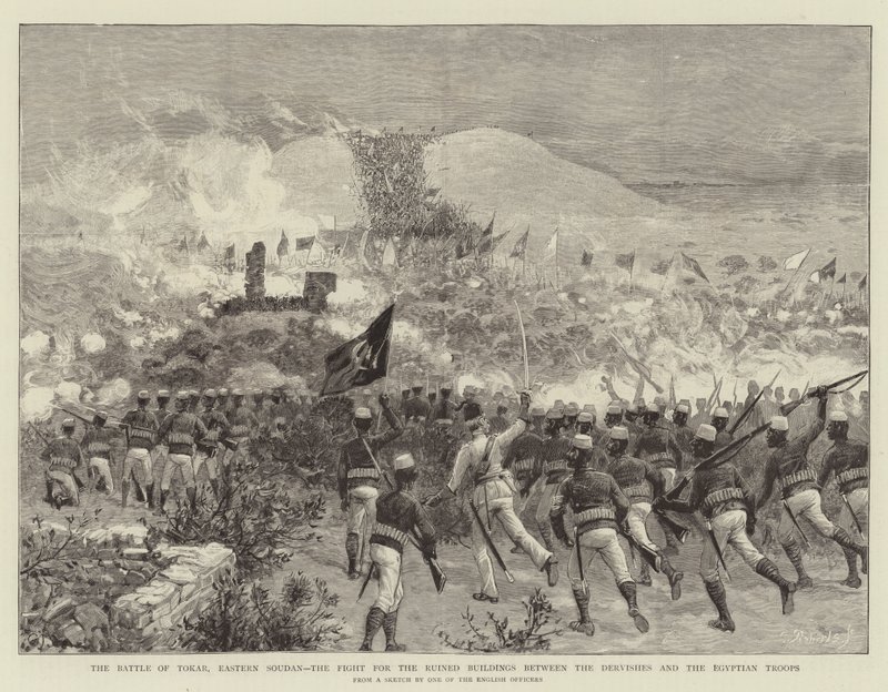 La Batalla de Tokar, Sudán Oriental, la Lucha por los Edificios en Ruinas entre los Derviches y las Tropas Egipcias de Charles J. Staniland