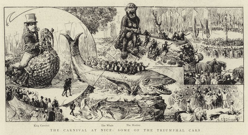 El carnaval en Niza, algunos de los carros triunfales de Charles J. Staniland