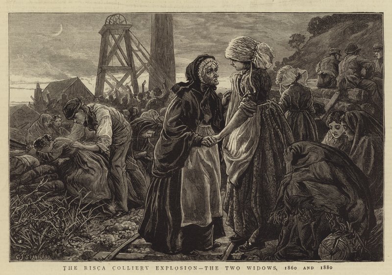 La explosión de la mina Risca, las dos viudas, 1860 y 1880 de Charles J. Staniland